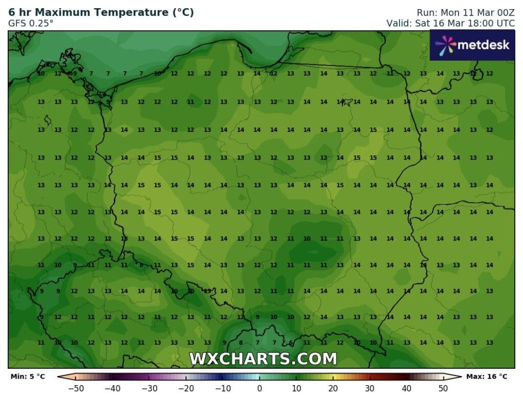 ekstremalne odchylenie temperatury od normy wieloletniej