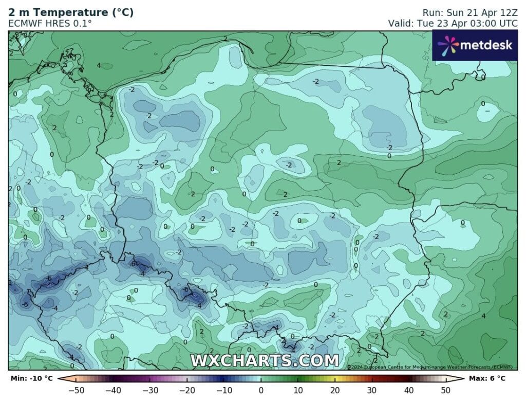 Niskie temperatury w tygodniu w Polsce