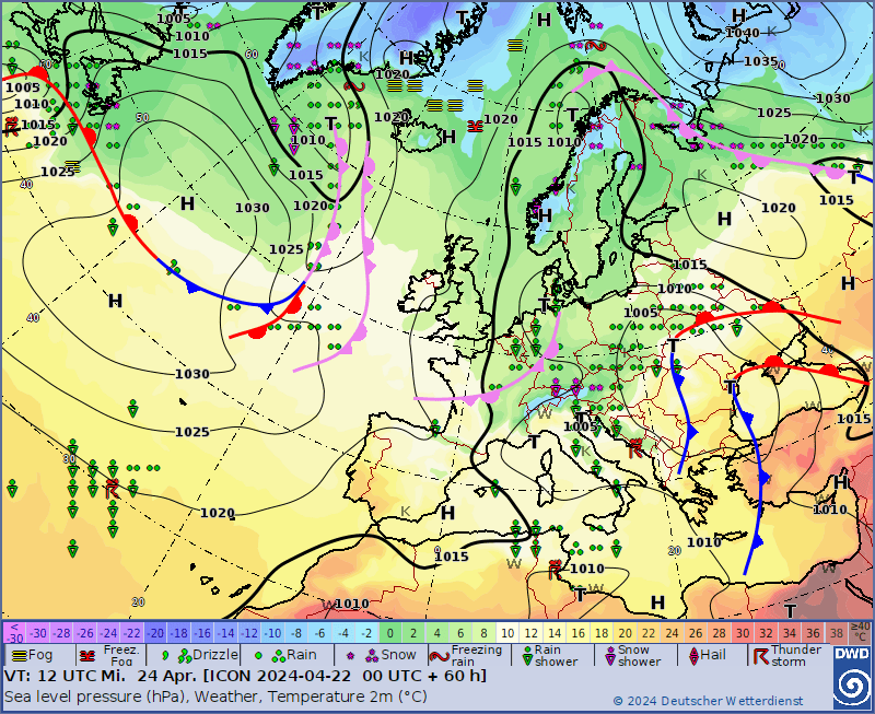 Śnieżyca nad Polską. Mapa synoptyczna Europy 