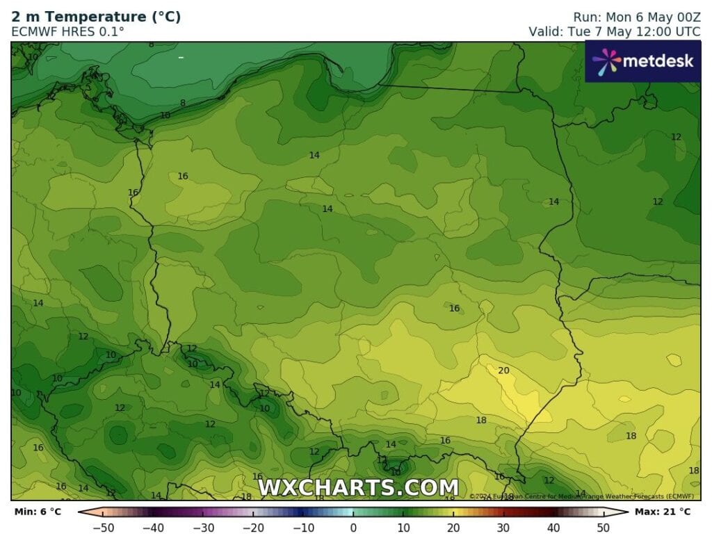 Ochłodzenie we wtorek 7 maja w Polsce