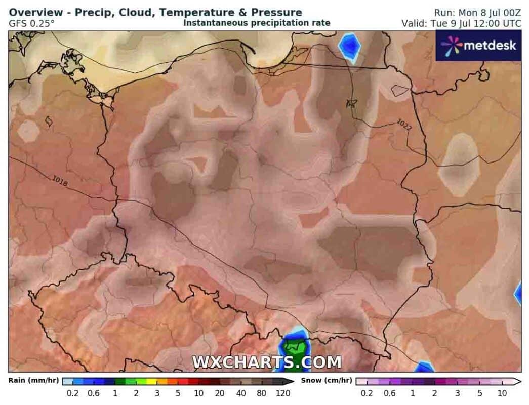 Opady nie pojawią się we wtorek 9 lipca w Polsce