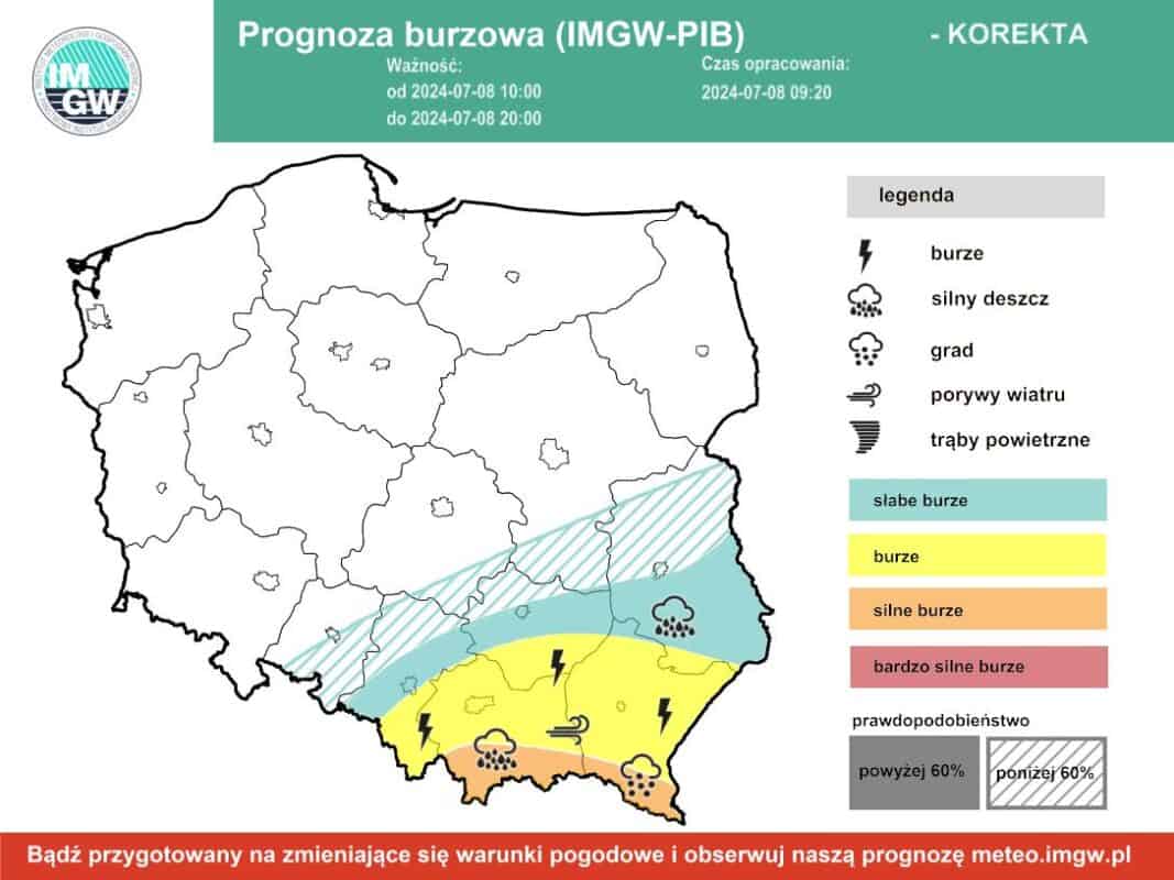 intensywne zjawiska konwekcyjne nad Polską i burze