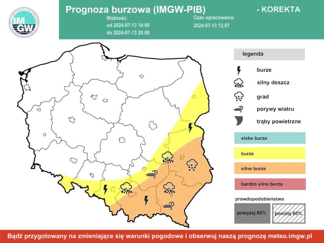 silne burze w kraju