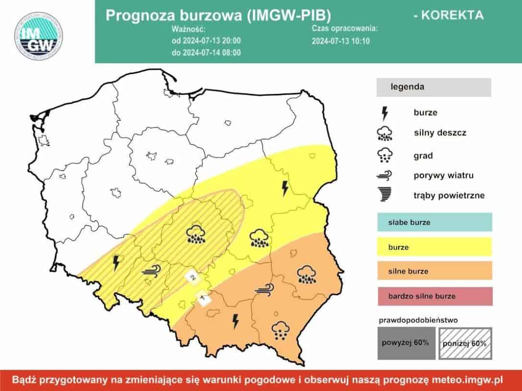 silne burze w kraju