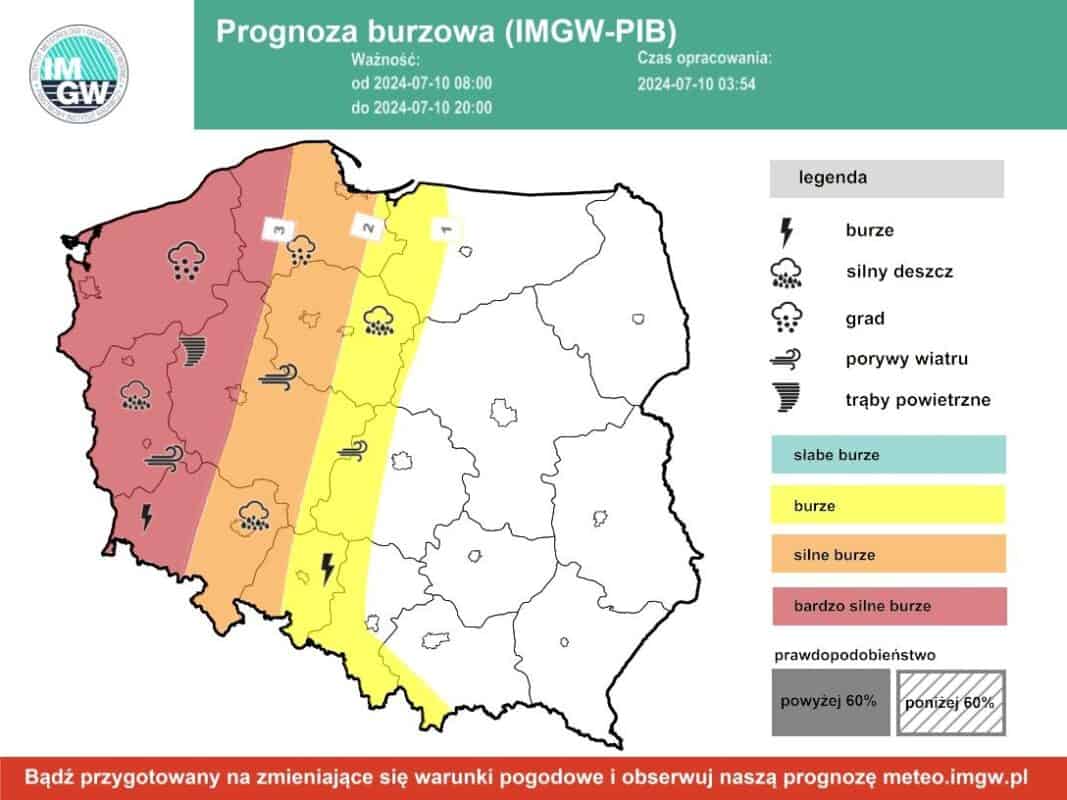 niszczące burze w kraju
