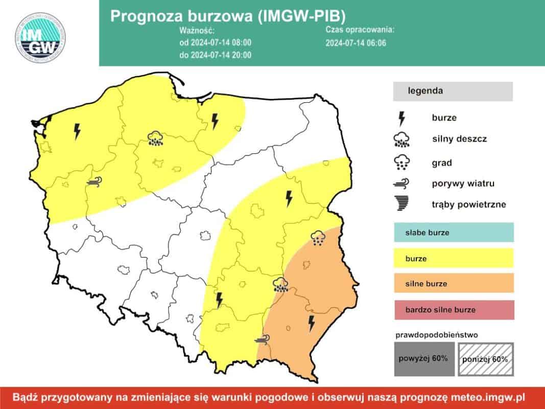 intensywne burze w Polsce