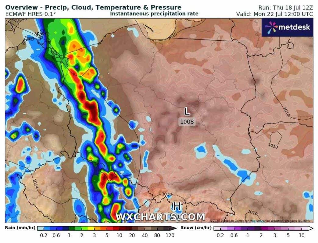 ulewy i silne burze nad Polską