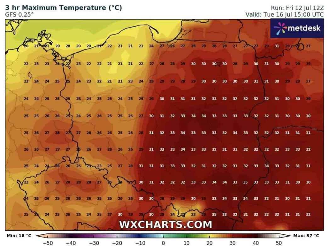 wysokie temperatury w kraju