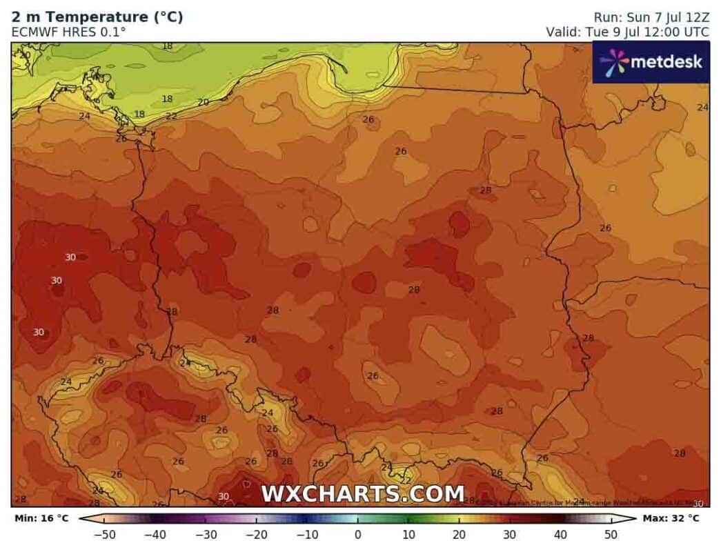 Pogoda na wtorek przyniesie wysokie temperatury w Polsce