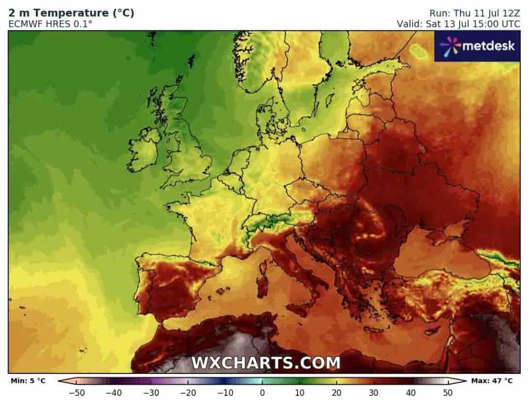 Silny upał w wielu regionach Euroy