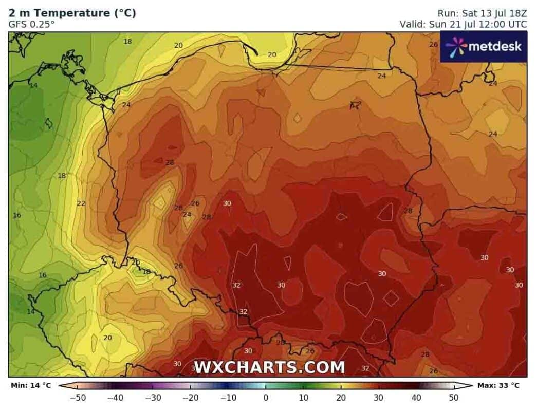 Upał w ostatniej dekadzie lipca w Polsce