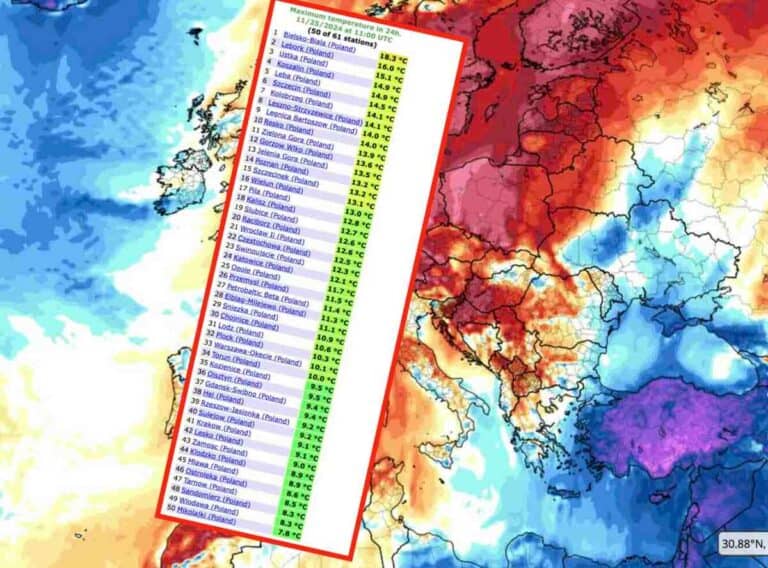 fala ciepła i pogoda w Polsce