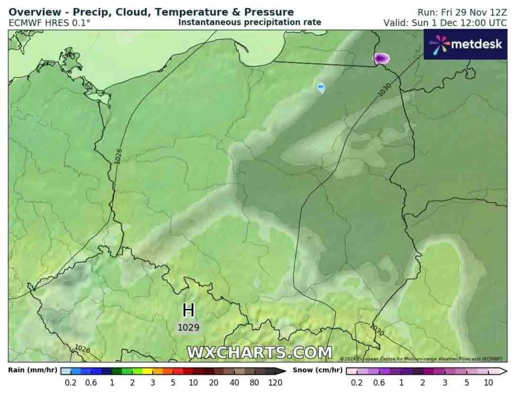 Słoneczna, spokojna pogoda nad Polską