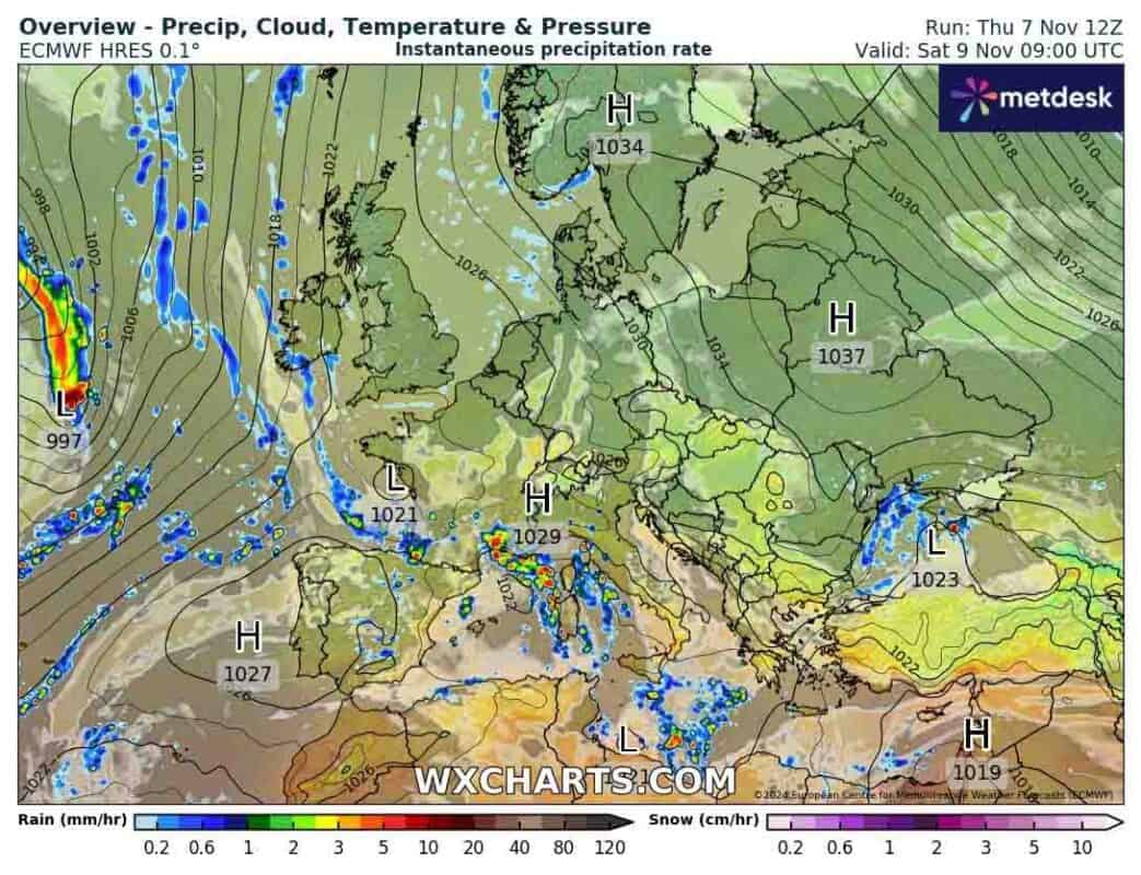 Wyż zapewnia brak opadów w regionie