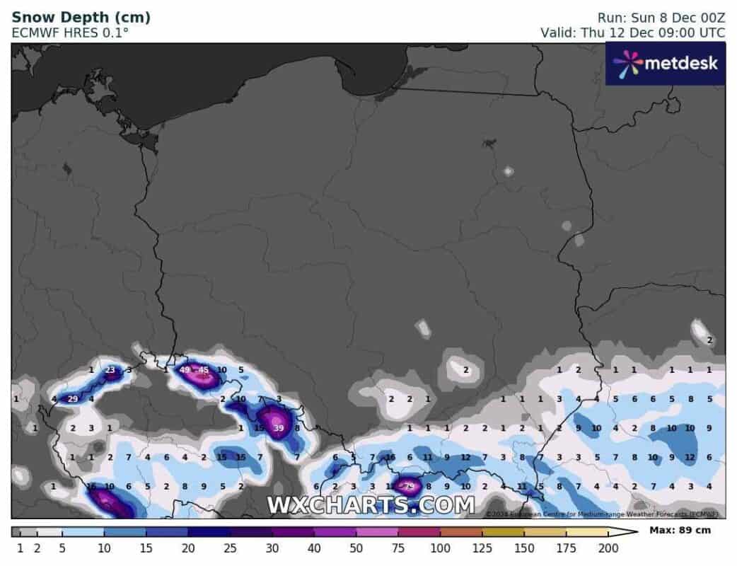 śnieg w wielu regionach Polski