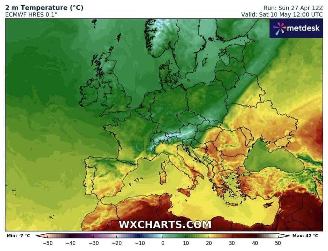 Ochłodzenie w Europie w maju