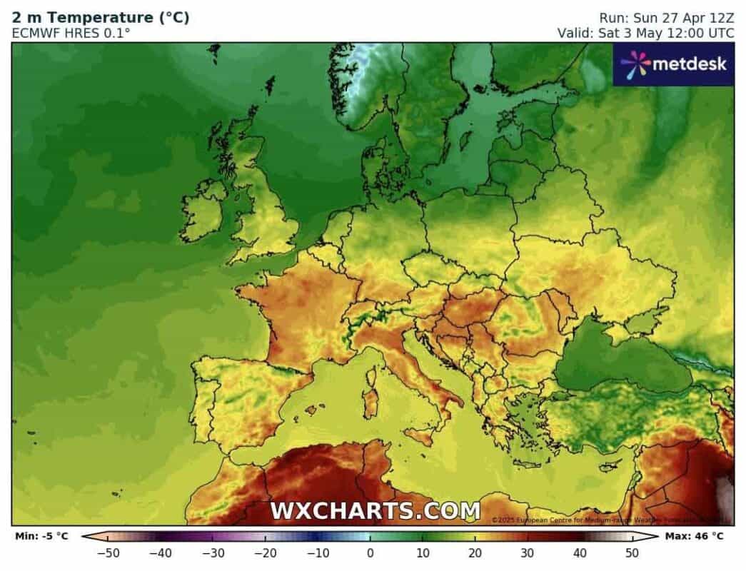 Wysokie temperatury na początku maja w Europie