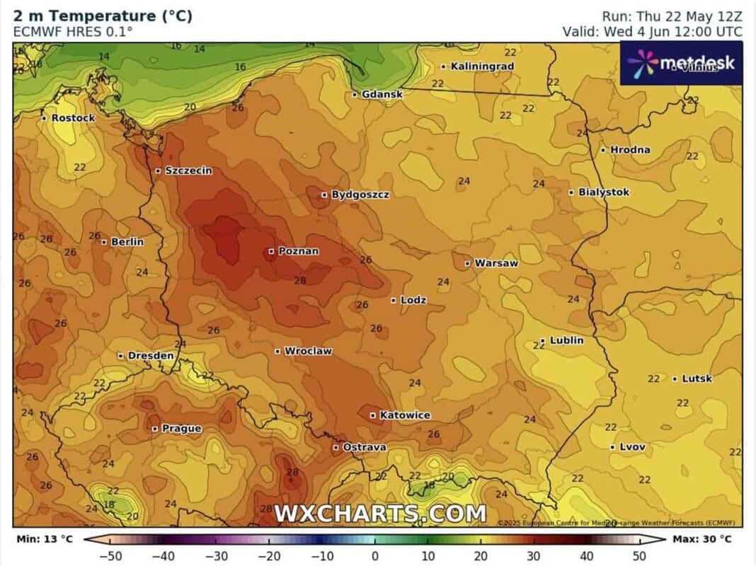Pierwsze dni czerwca przyniosą prawdopodobnie upał w Polsce