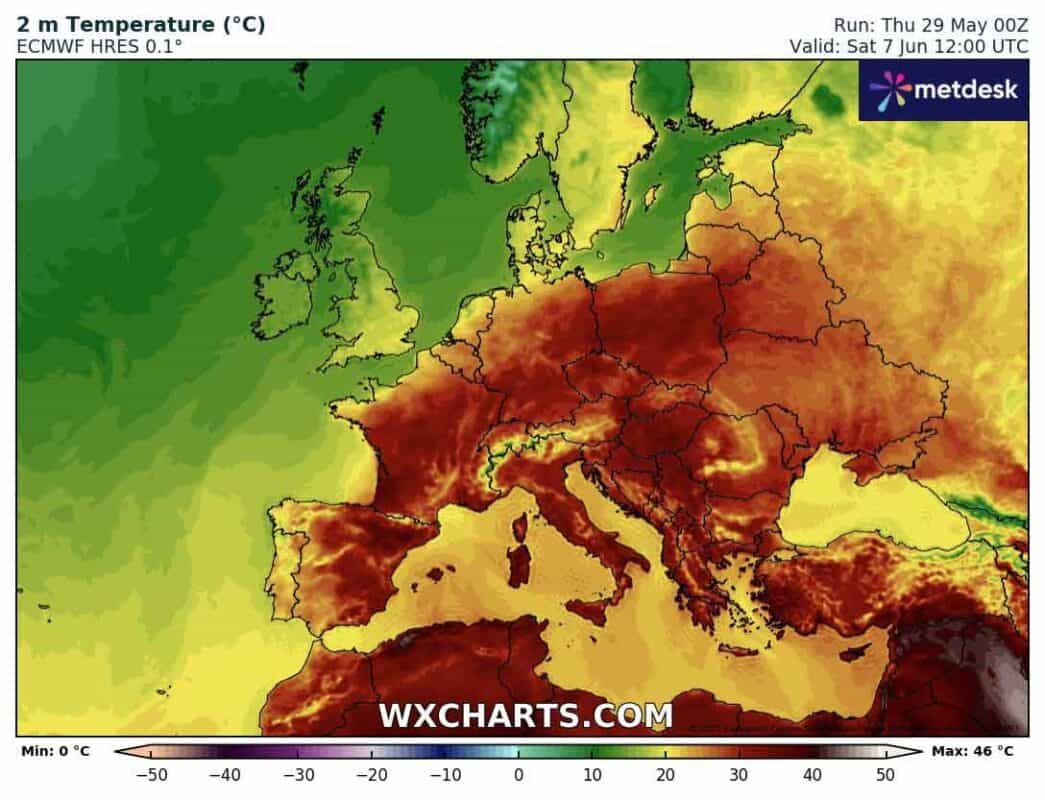 Przyszły weekend przyniesie silny upał w wielu regionach Europy