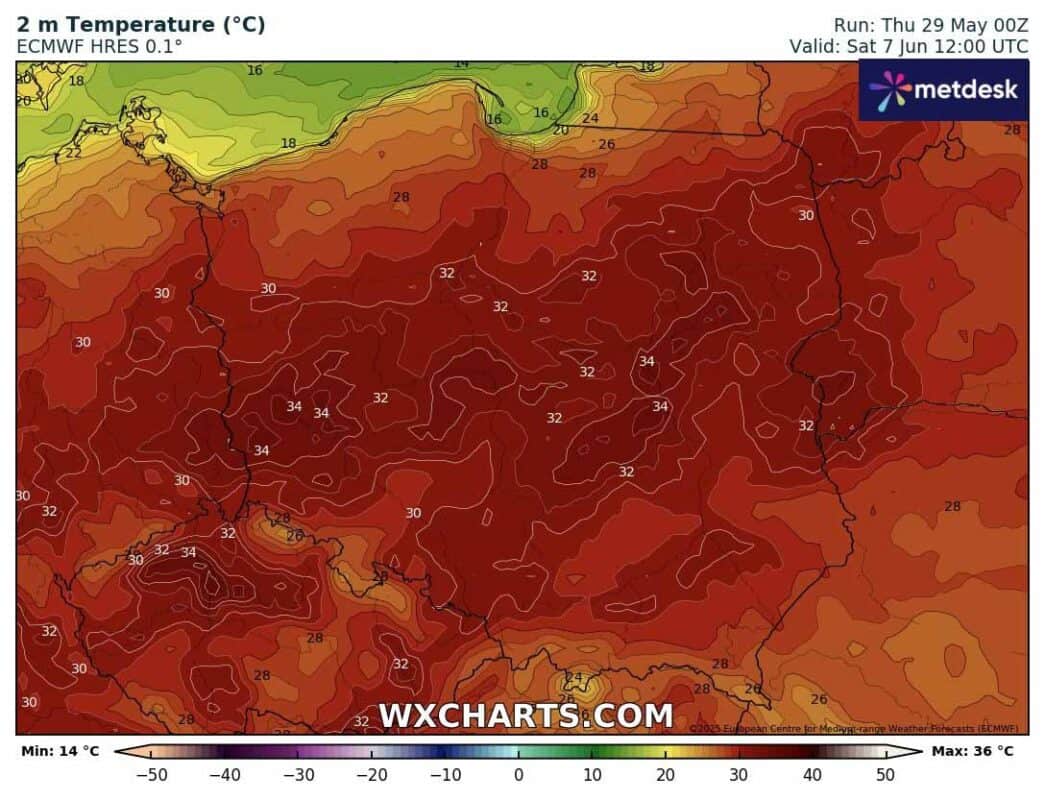 Wysokie temperatury w przyszły weekend w Polsce