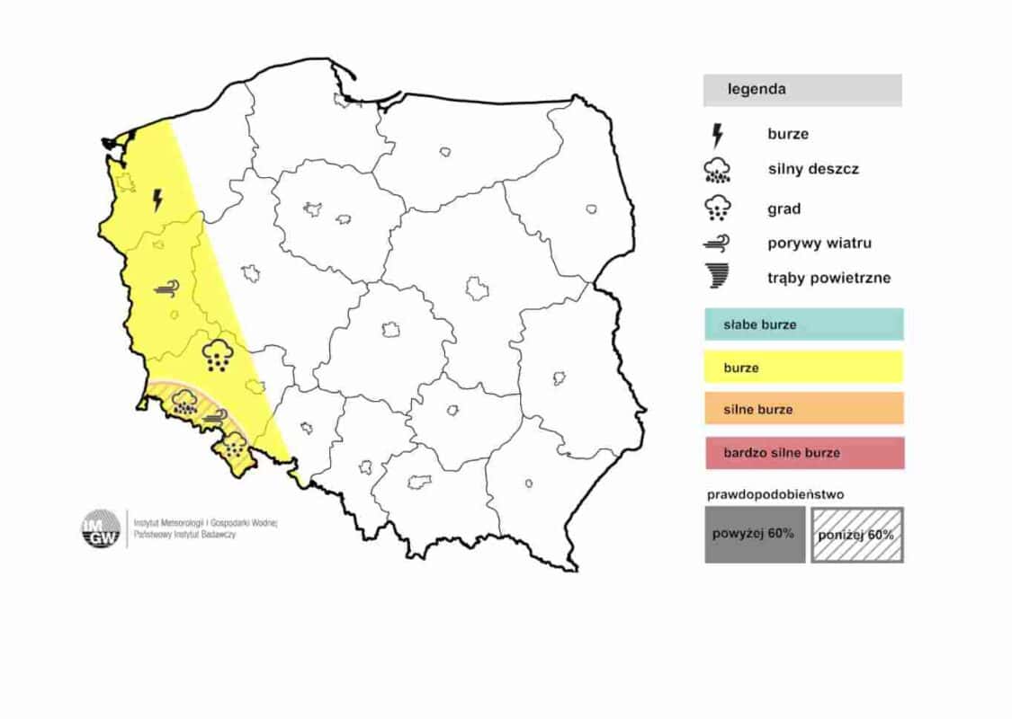 burze i groźna pogoda w Polsce