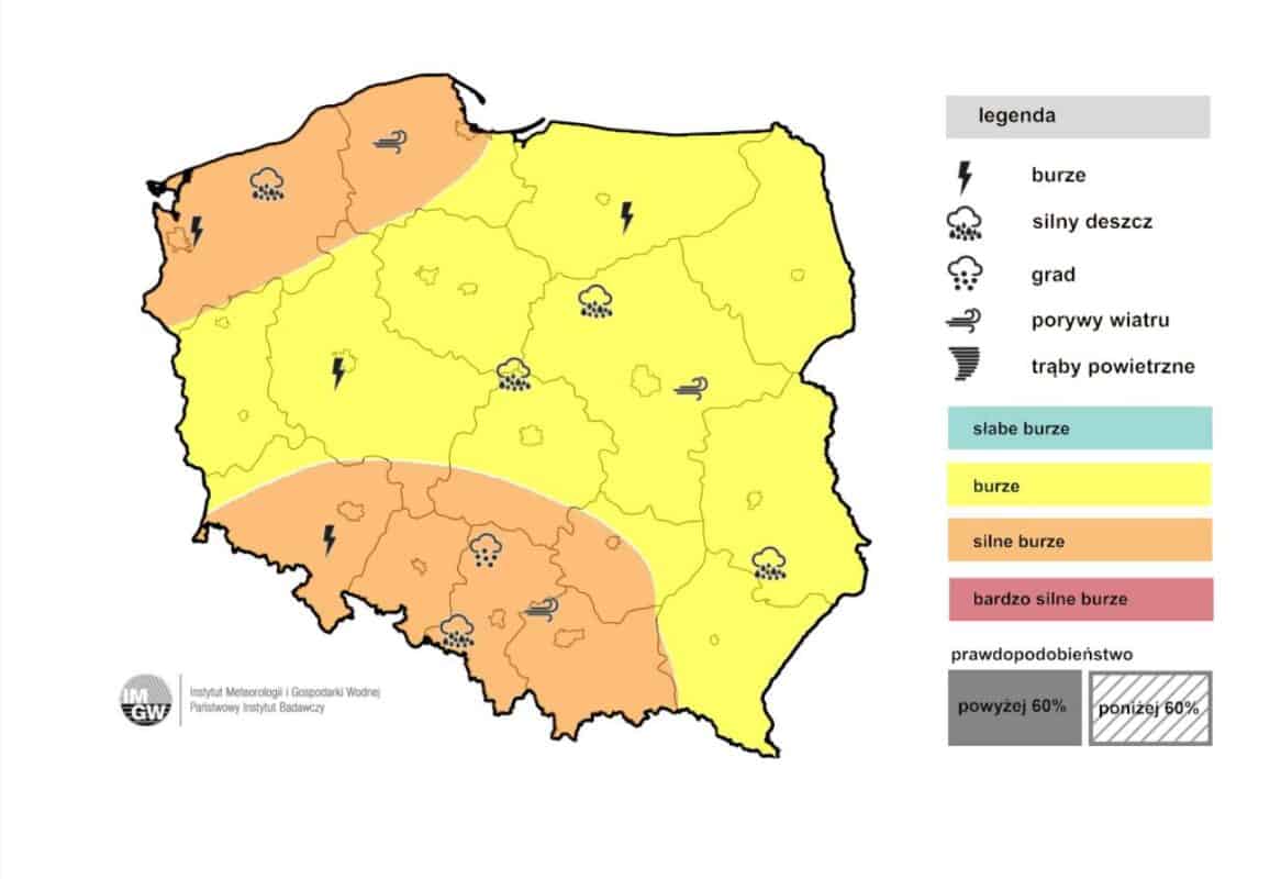burze nocne w kraju (IMGW-PIB)
