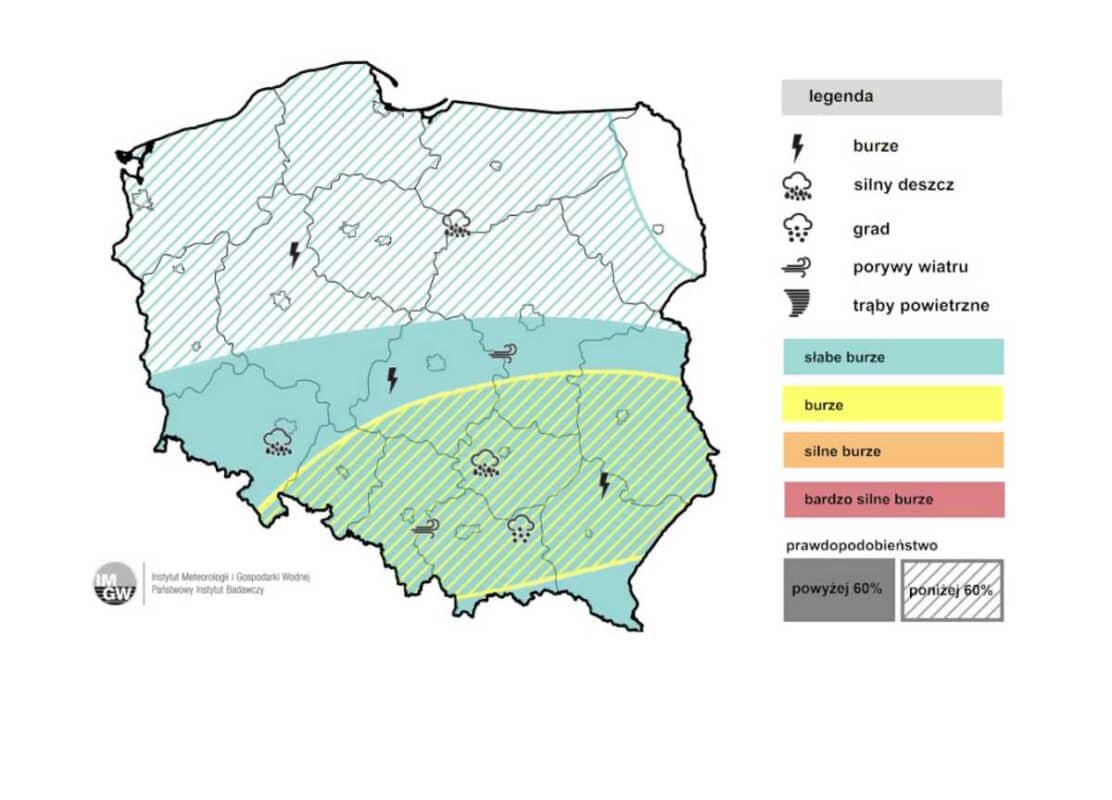 burze i dynamiczna pogoda w kraju