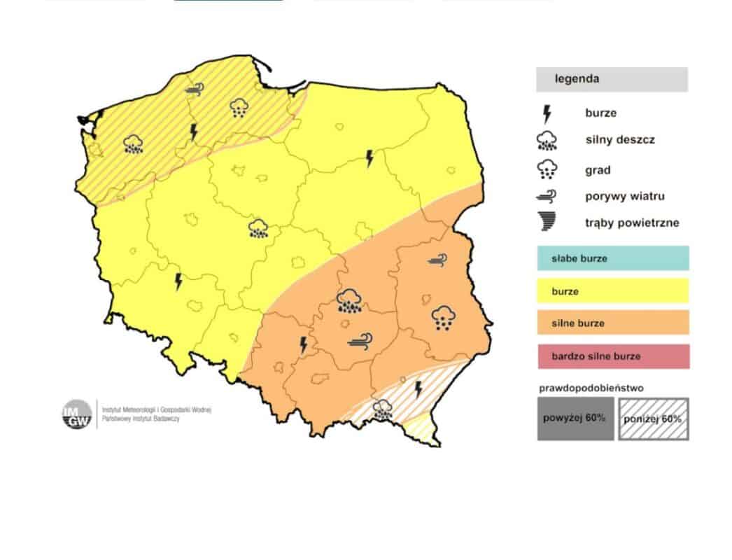 silne burze w kraju