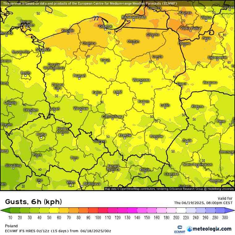 wichura w Polsce, czwartek 19 czerwca 2025 r. 