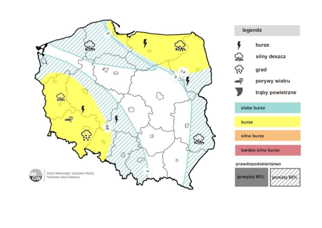 burze i załamanie pogody w kraju