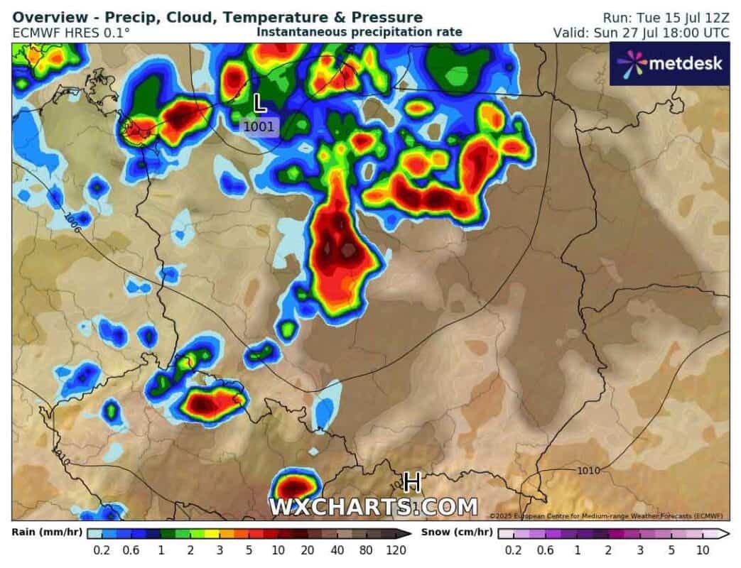 Ostatni weekend lipca przyniesie burze i ulewy