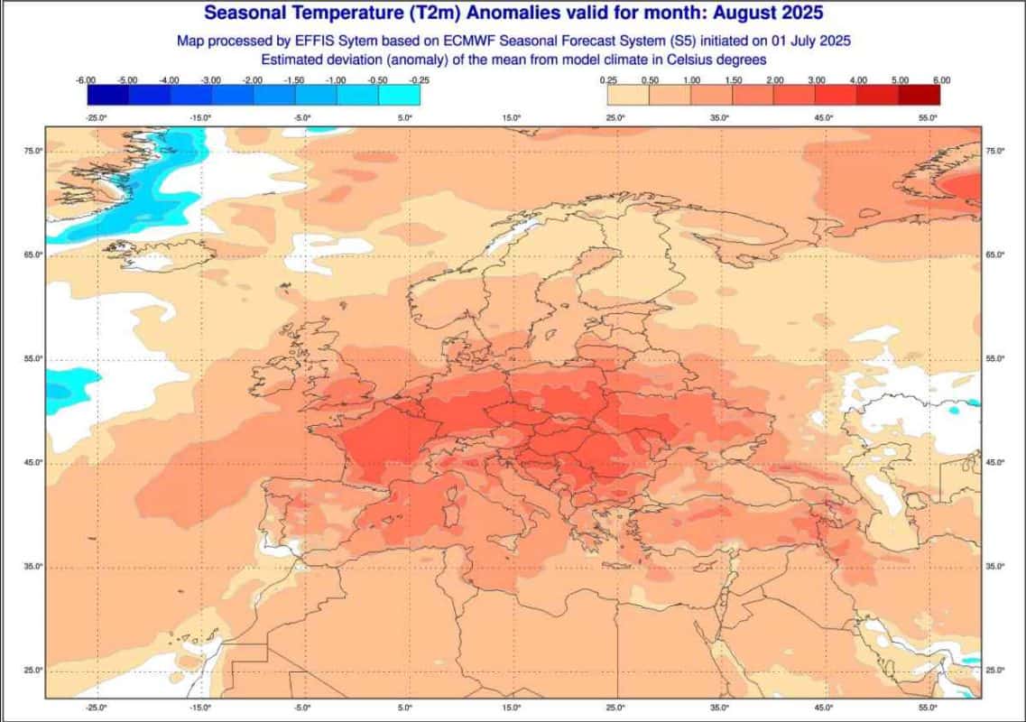 prognoza anomalii i możliwy trend na sierpień 2025 r. 