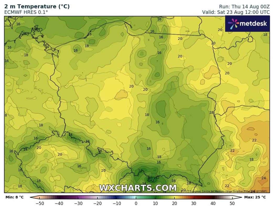 Nieco niższe temperatury w końcówce sierpnia w Polsce