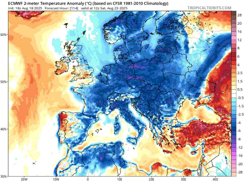 pogoda i ujemna anomalia temperatury
