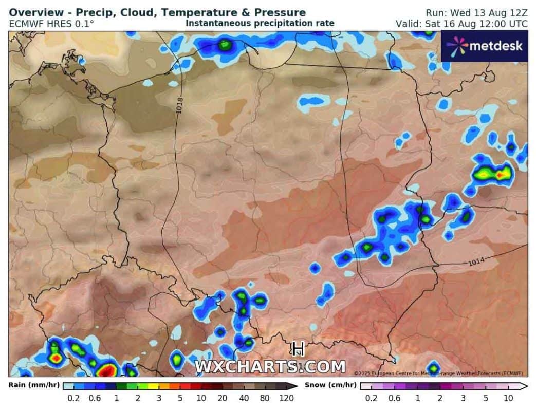 Prognoza pogody na weekend. Słabe opady w Polsce