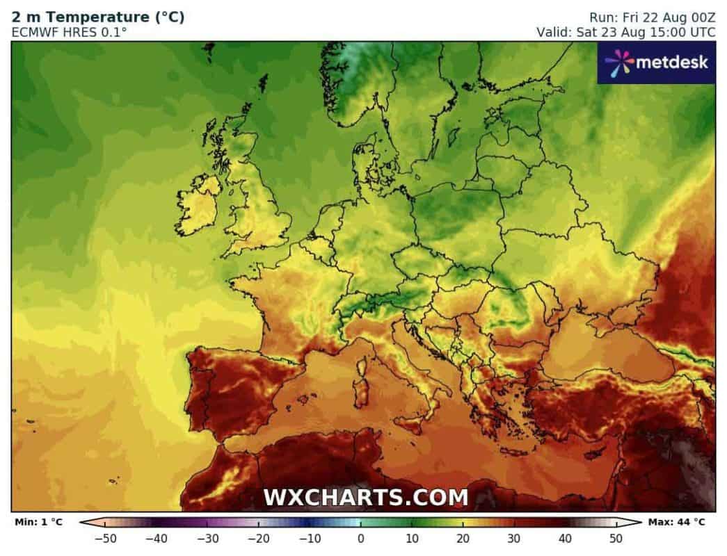 Upał wypchnięty daleko na południe Europy