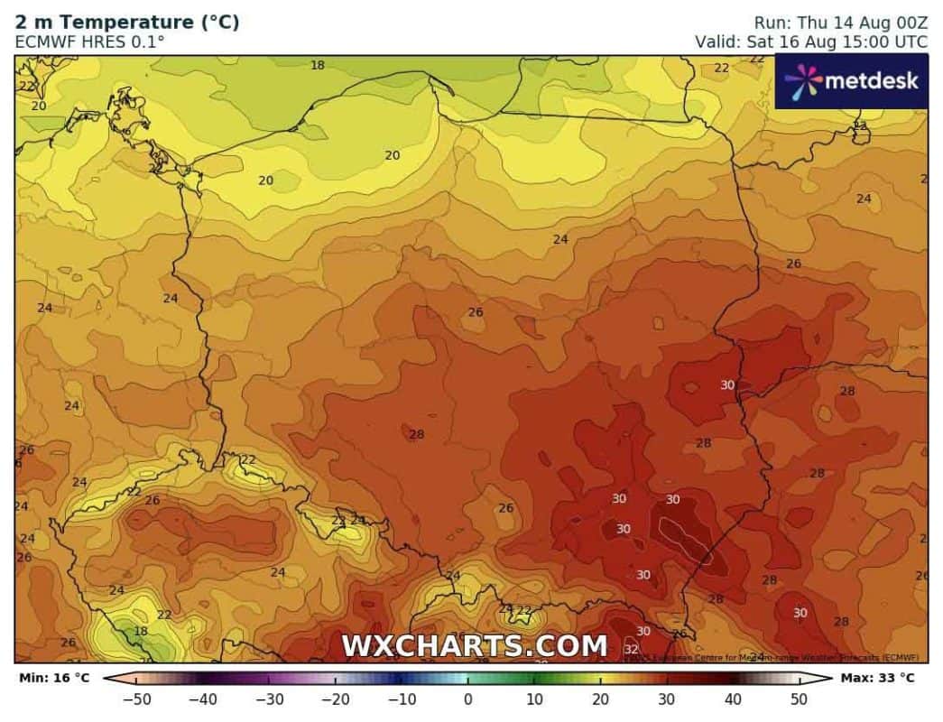 W sobotę front wypchnie upał na wschód od Polski