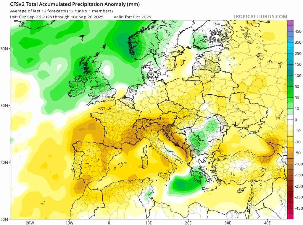 ujemna anomalia opadów w pogodzie