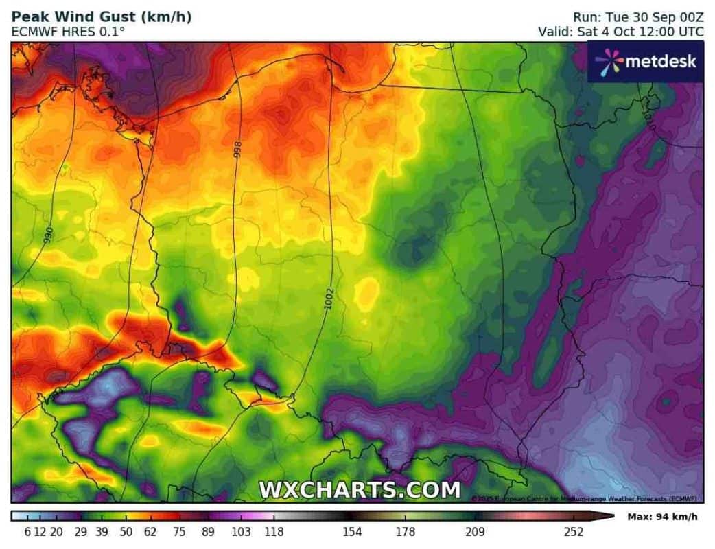 wichura w prognozach