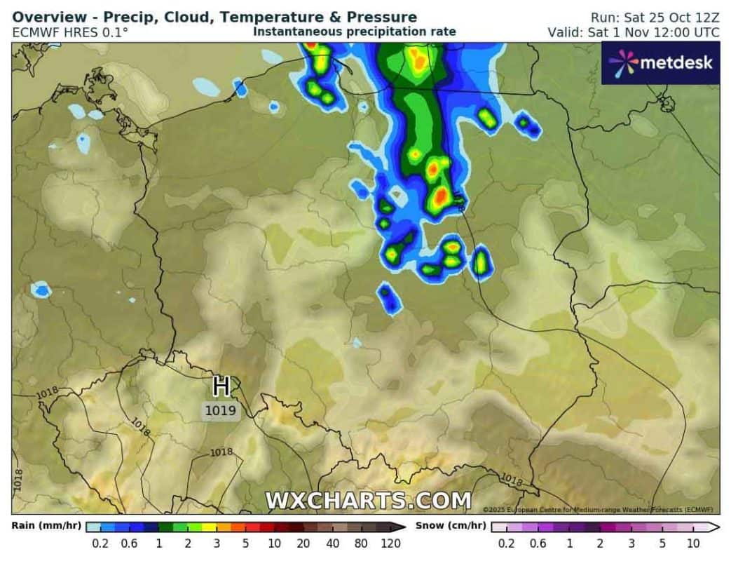 Opady na północy w przyszły weekend