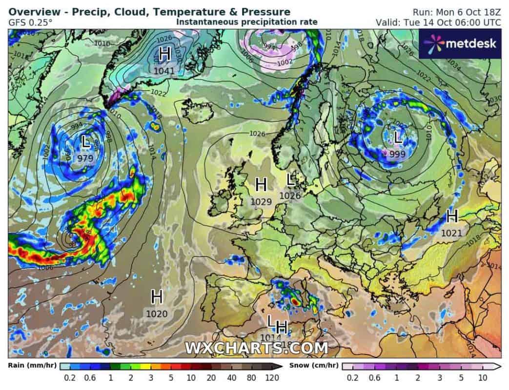 Nurkujące niże i pierwsze śnieżyce w Europie