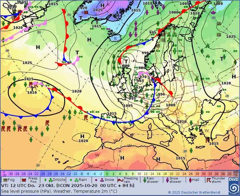 Niż przyniesie ulewy w Europie