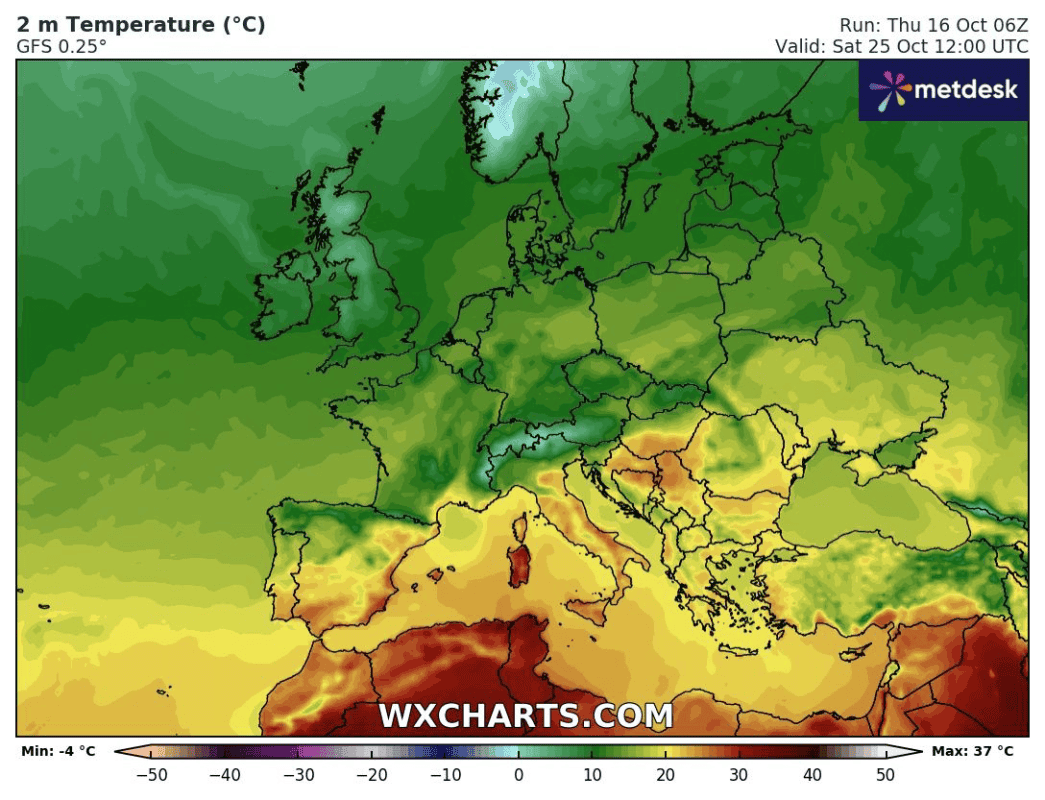 Koniec października przyniesie dość wysokie temperatury w Europie