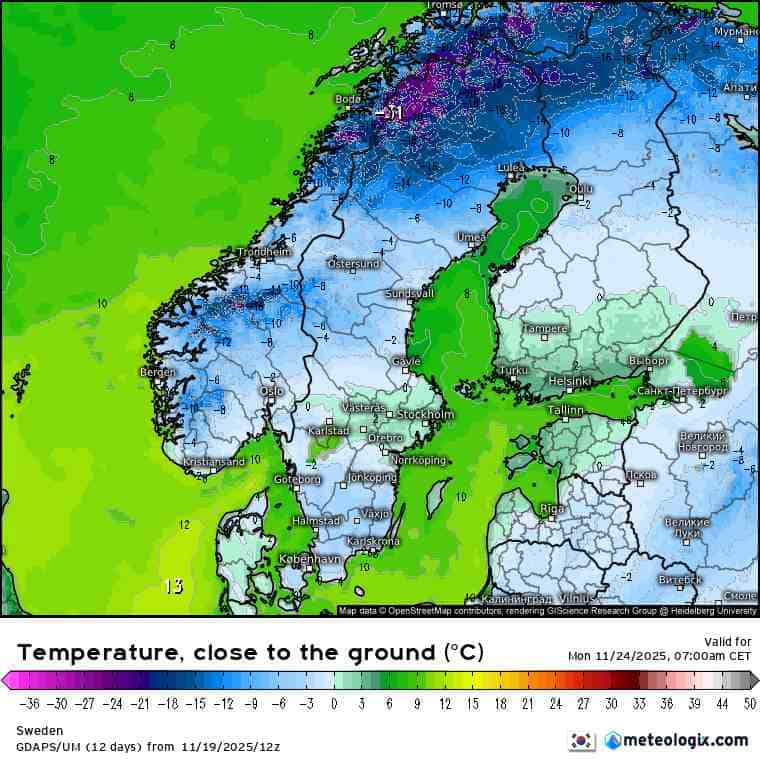 intensywne spadki temperatury w kraju