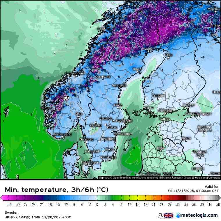 tęgi mróz w prognozach według modelu