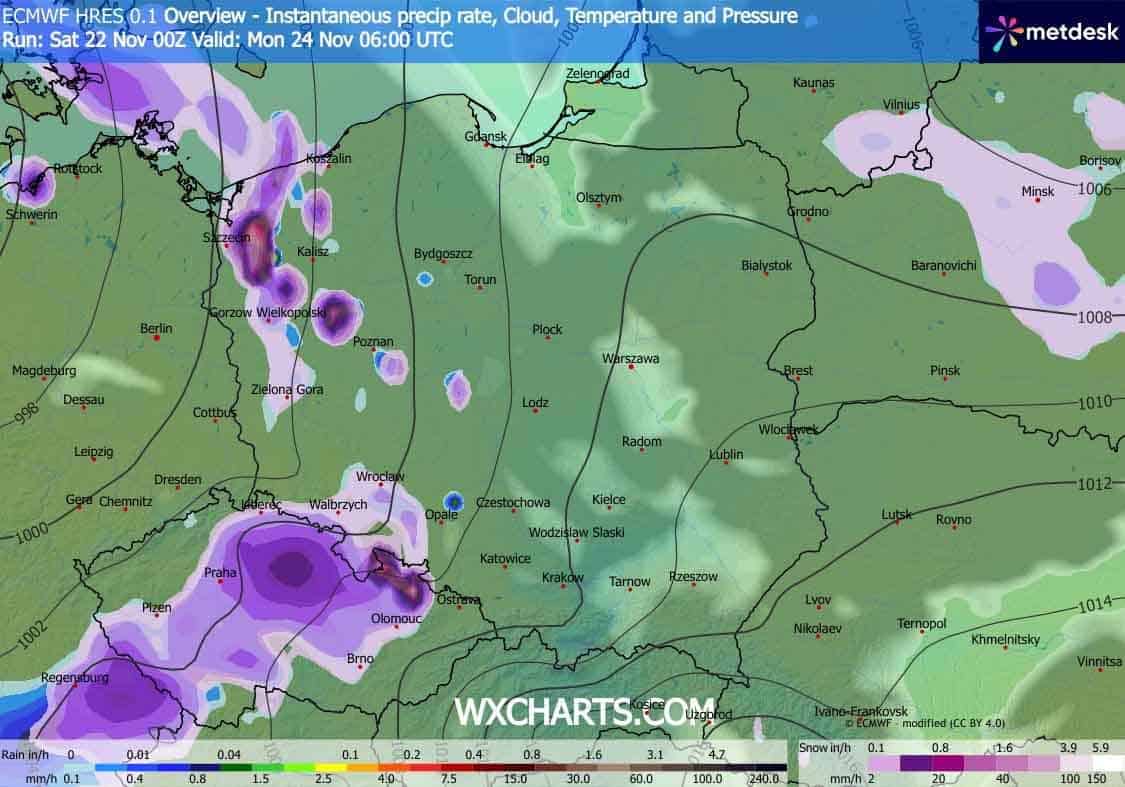 Opady śniegu na zachodzie w poniedziałek