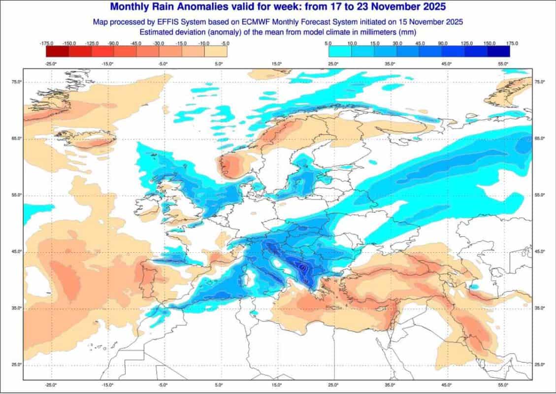 prognoza z ECMWF i sporo opadów