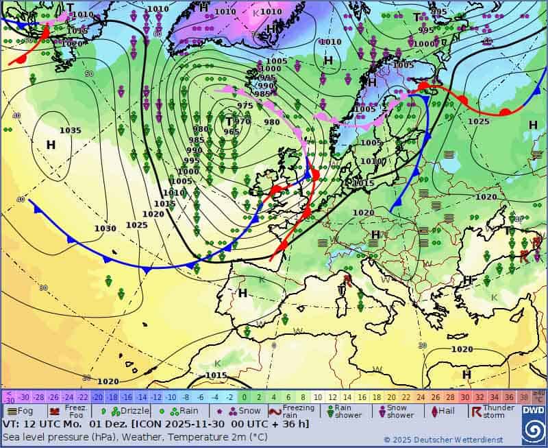 Sytuacja synoptyczna na początek tygodnia. Pogoda na 5 dni przyniesie stabilizację