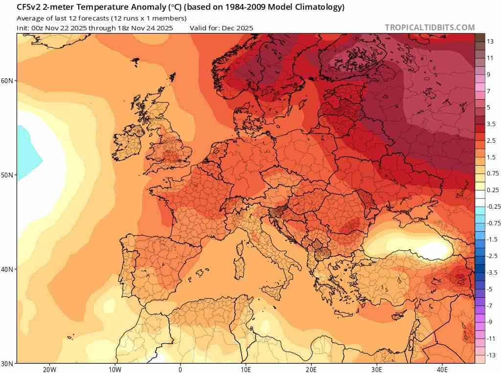 duża anomalia w prognozach ECMWF i CFS