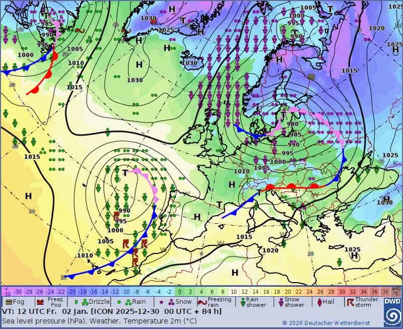 Atak zimy w regionie. Sytuacja synoptyczna nad Europą
